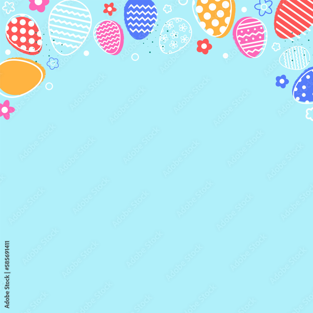 Pastel Easter background with eggs and flowers. Minimal design for card, poster and banner. Vector illustration Pastel Easter background with eggs and flowers. Minimal design for card, poster and banner. Vector illustration