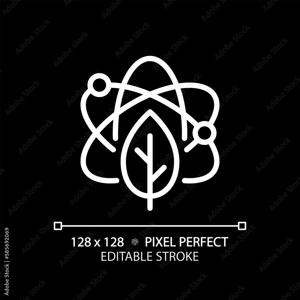STEM in biology pixel perfect white linear icon for dark theme. Natural ...
