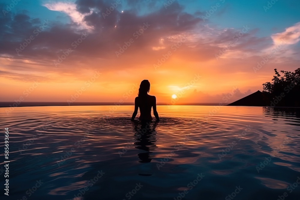 silhouette of a person on the beach, generative ai silhouette of a person on the beach, generative ai
