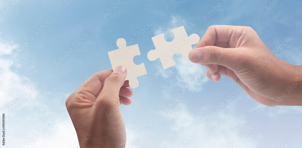Connecting jigsaw puzzle. Business solutions success Connecting jigsaw puzzle. Business solutions success