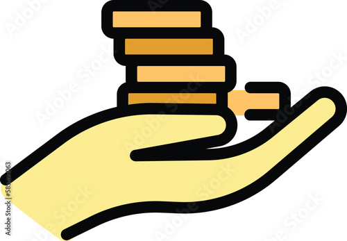 Compensation coins stack icon. Outline Compensation coins stack vector icon for web design isolated on white background color flat