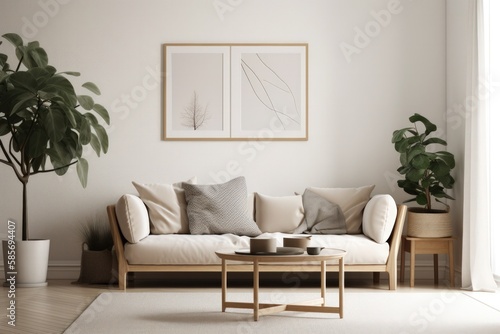 Clean and Modern Scandinavian Living Room Poster Mockup