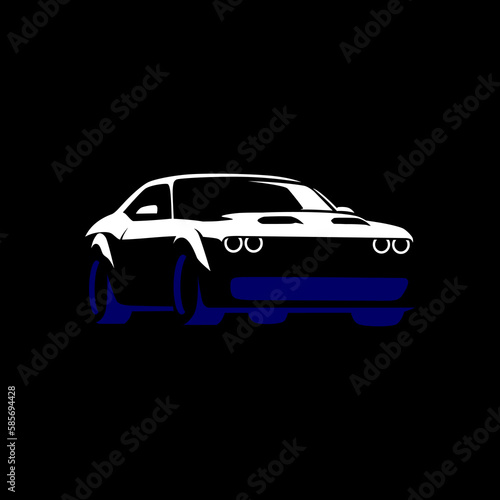 vector american muscle car for logo suggestion on black background. use auto car or car community