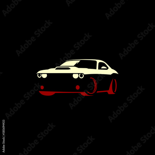 vector muscle car for logo suggestion on black background. use auto car or car community
