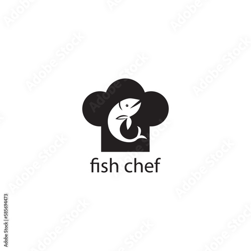 Fototapeta Naklejka Na Ścianę i Meble -  chef fish logo template hat illustration design vector abstract
