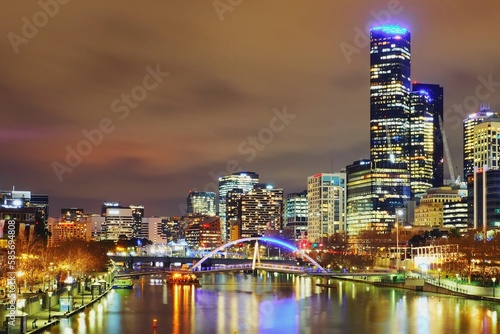  Melbourne city, Australia - 24 August 2018 - TNight view of Melbourne City. © 琮崴 陳