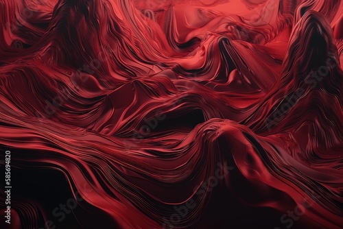 Abstract Red and Black Mountainscape Painting. Generative AI
