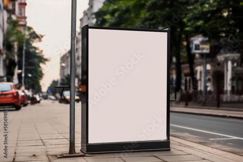 Blank Information Poster Mockup in Busy Urban Setting