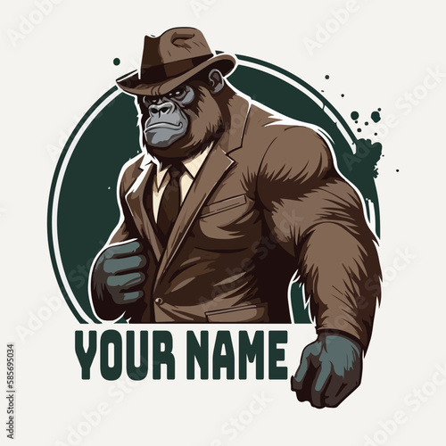 gorilla fitness cartoon logo, gym logo modern, masculine