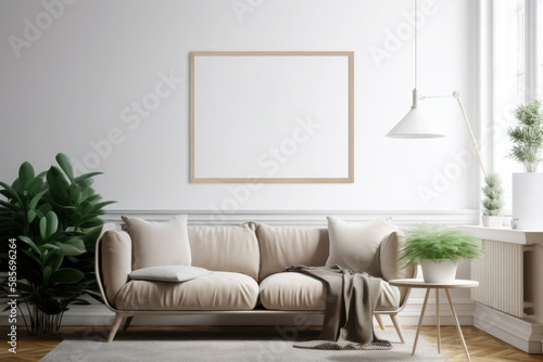 Living Room Interior with Picture Frame Mockup © Georg Lösch
