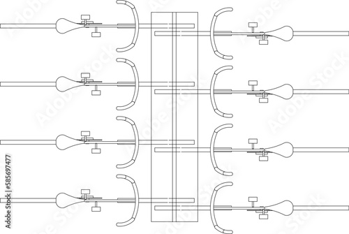 Bicycle safety railing illustration vector sketch top view