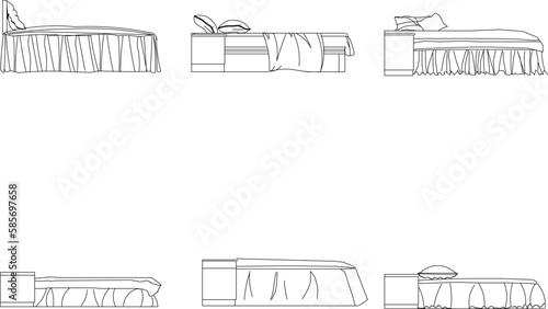 Vector sketch illustration of vintage modern classic magnificent bed