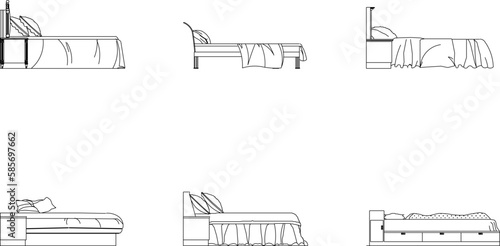 Vector sketch illustration of vintage modern classic magnificent bed