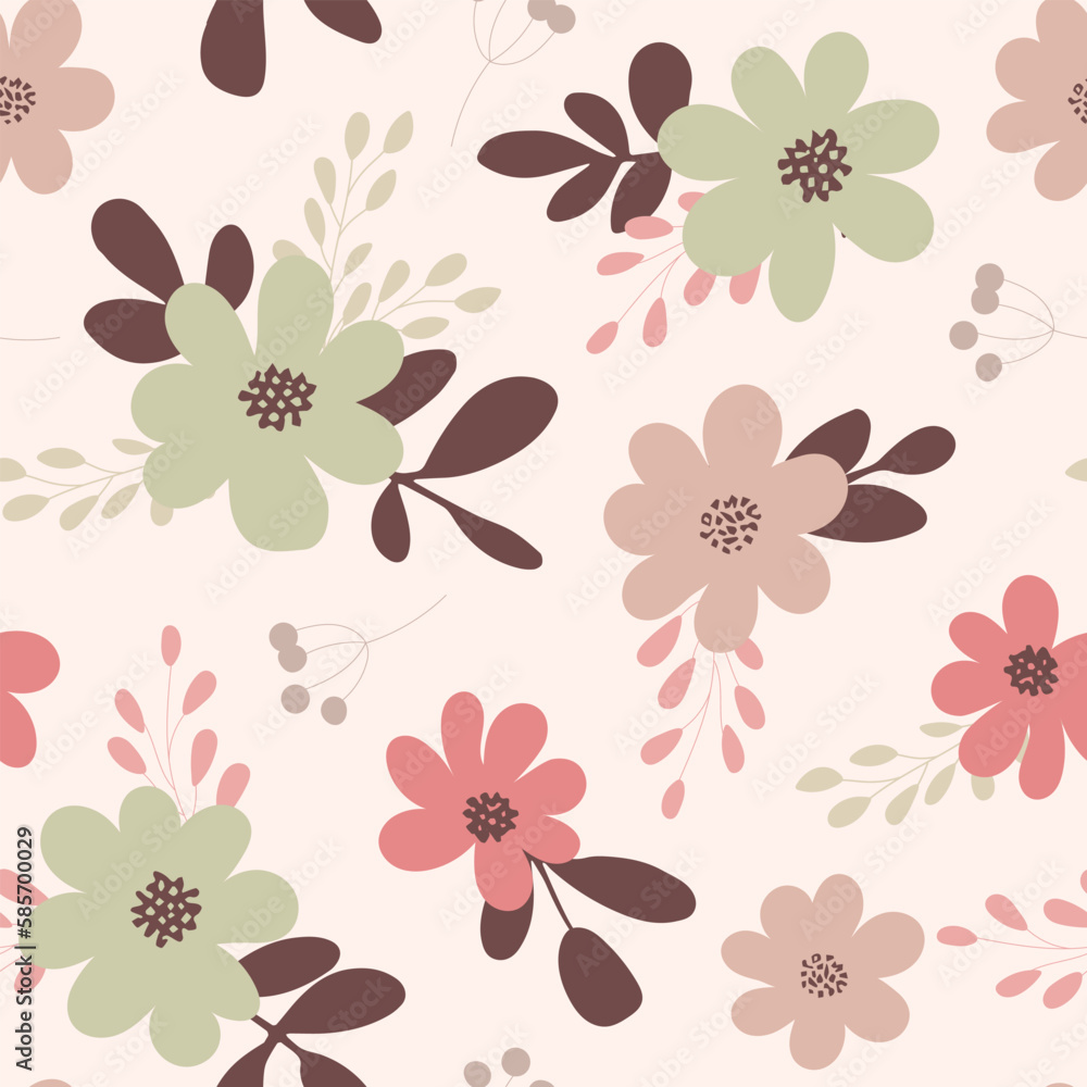 Vintage floral background. Seamless vector pattern for design and fashion prints.