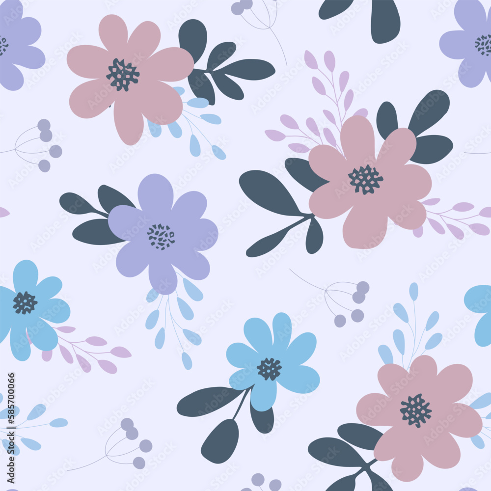 Obraz premium Elegant floral pattern with hand draw flowers. Floral seamless background for fashion prints. Vintage print.