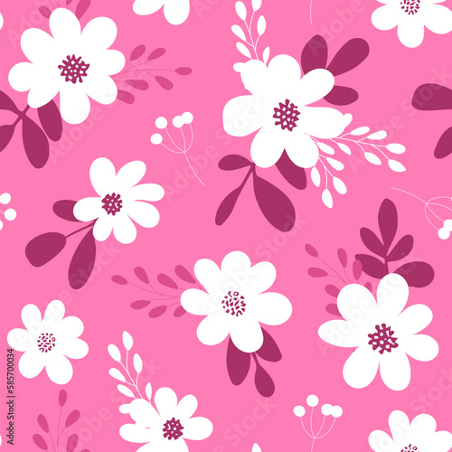 Two-color floral pattern. Design for wallpaper, wrapping paper, background, fabric. Seamless pattern with decorative climbing flowers. photo