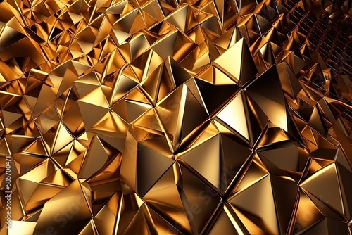 Wall Made of Gold with Various Shapes and Sizes. Generative AI