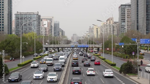 traffic jam in rush hour in Beijing