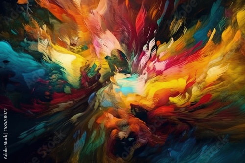 colorful abstract bear painting. Generative AI © AkuAku