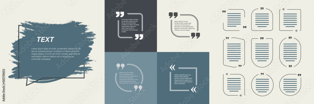 Quote speech bubble frame collection. Set of quote frame