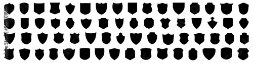 Shield icon collection. Set of black shield logo