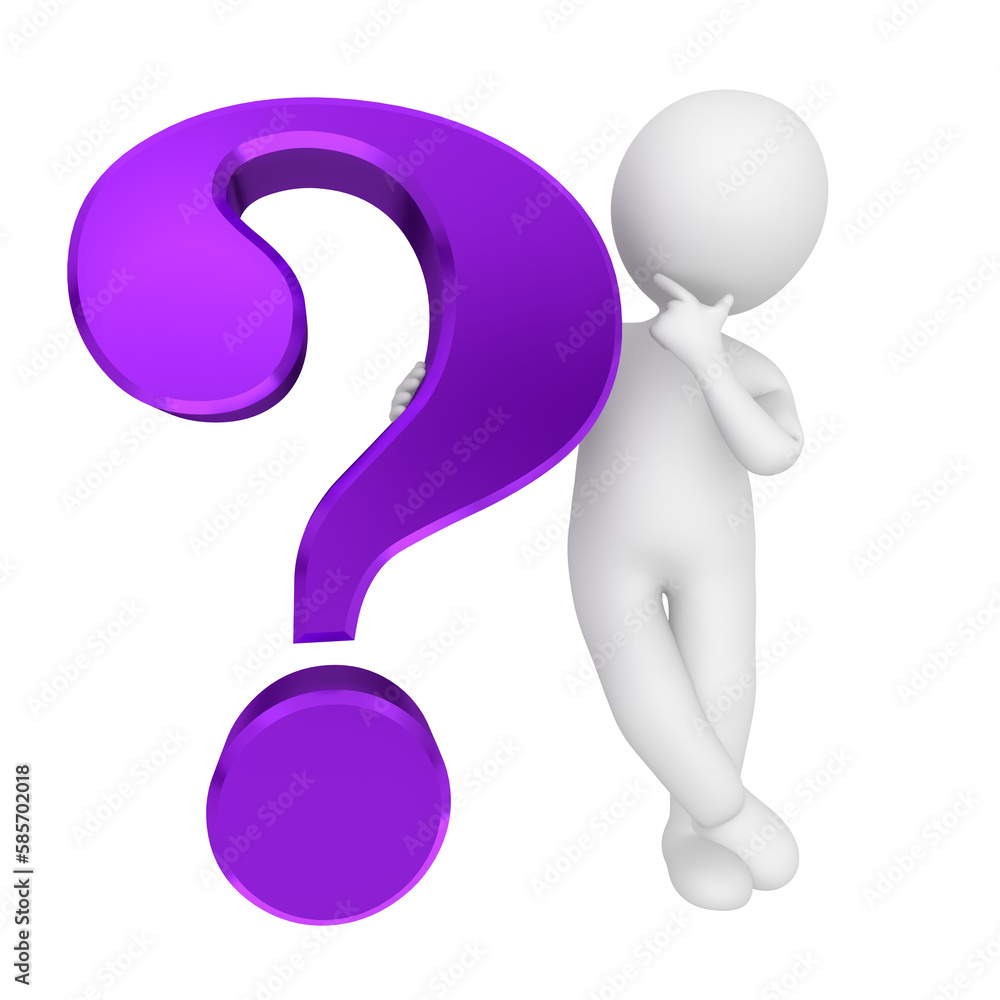 Question mark with asking stickman purple colored in high resolution for print and presentation 3d rendering graphic illustration isolated on white background Question mark with asking stickman purple colored in high resolution for print and presentation 3d rendering graphic illustration isolated on white background