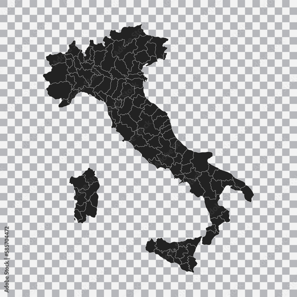 Political map of the Italy isolated on transparent background. Vector.