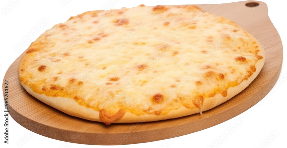Cheesy pizza on a wooden board isolated. Cheesy pizza on a wooden board isolated.