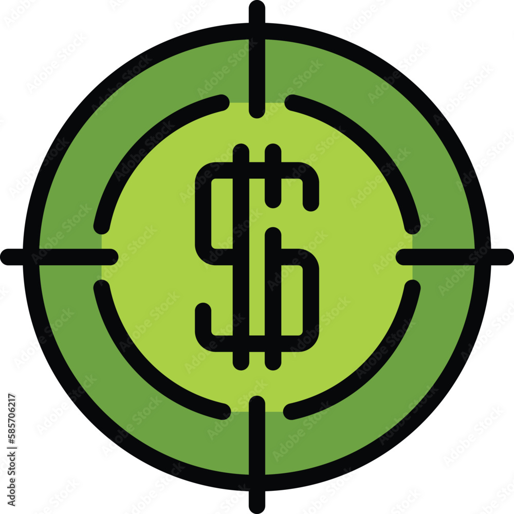 Result money target icon. Outline Result money target vector icon for web design isolated on white background color flat Result money target icon. Outline Result money target vector icon for web design isolated on white background color flat