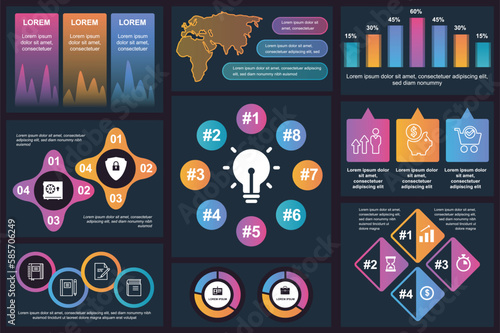 Set of infographic elements data visualization vector design template. Can be used for steps, options, business process, workflow, diagram, flowchart concept, timeline, marketing icons, info graphics.