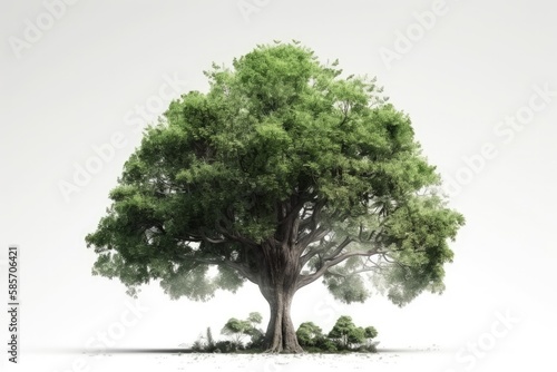 green tree on a white background. Generative AI