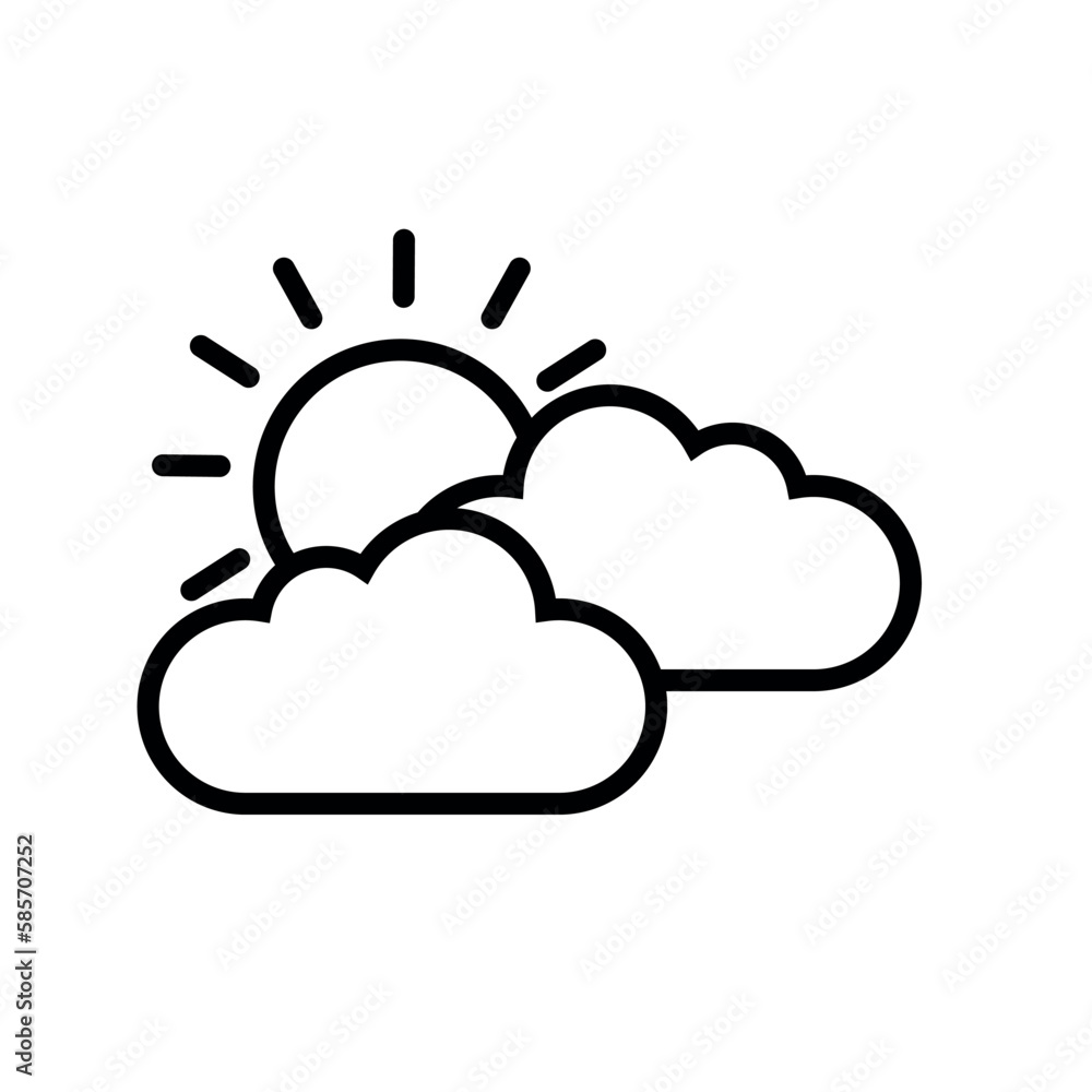 Partly cloudy weather. Sun and cloudy weather icon. Partly cloudy weather. Sun and cloudy weather icon.