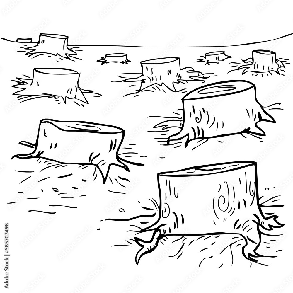 cartoon tree cut down stump Stock Illustration Adobe Stock