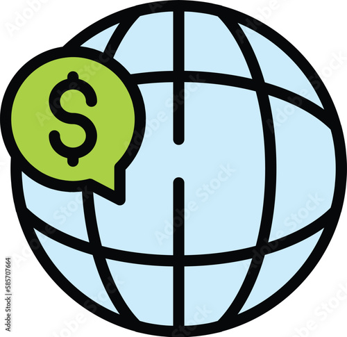 Result money global icon. Outline Result money global vector icon for web design isolated on white background color flat