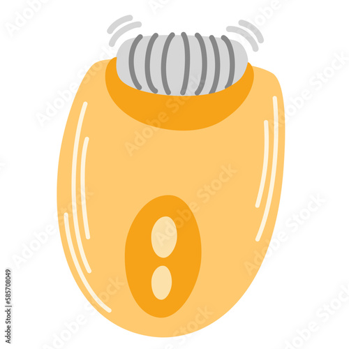 Epilator. Removal of unwanted body hair. Self-care, skin care and health. Hygiene and beauty everyday procedure. Vector Cartoon illustration isolated on the white background. 