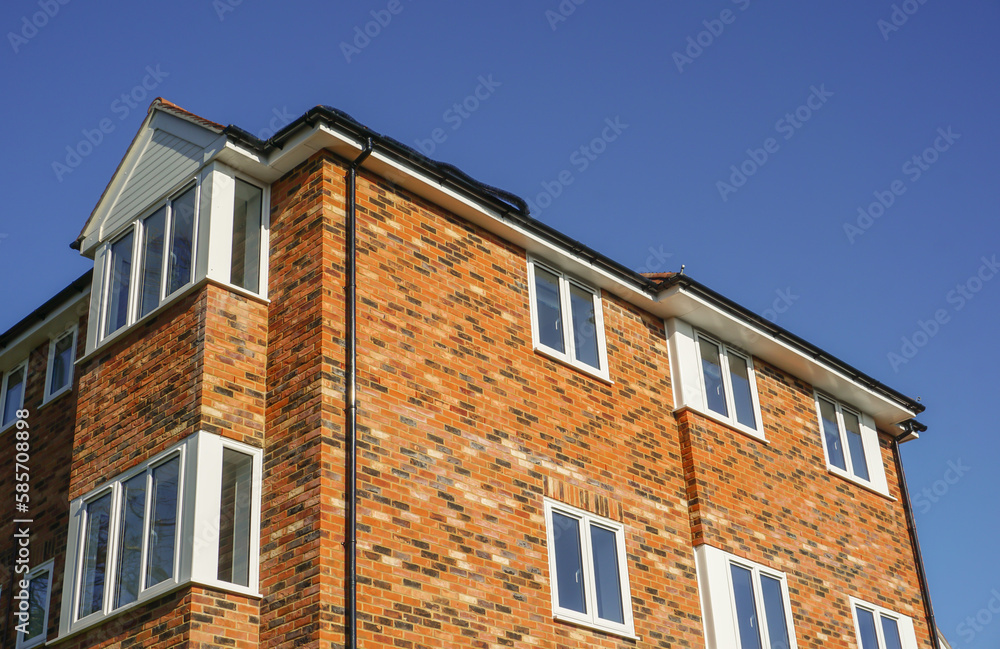 new build housing. exterior of apartment flats. residential development in city 