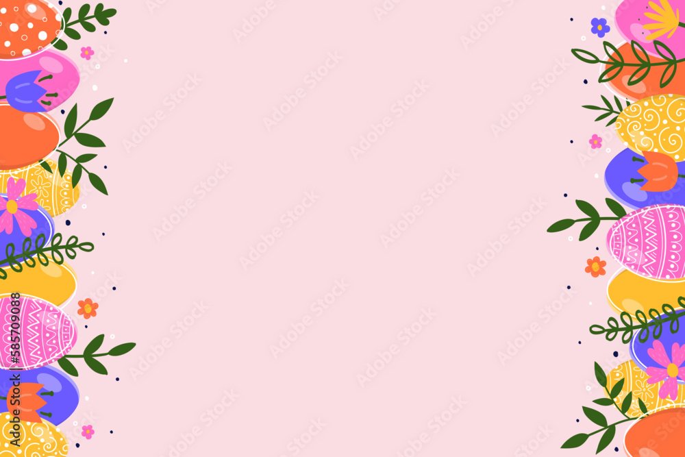 Easter eggs and flowers on green background. Vector illustration Easter eggs and flowers on green background. Vector illustration