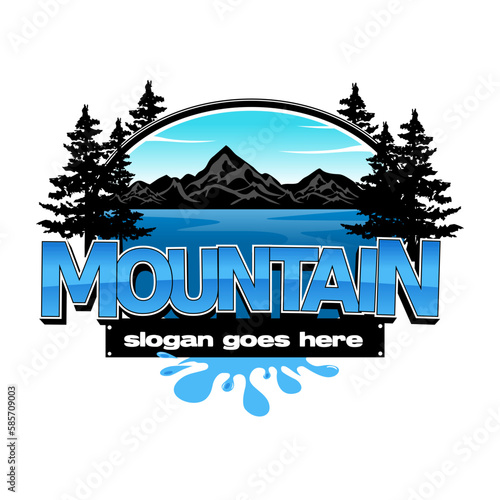 Mountain and outdoor adventures logo isolated on white background