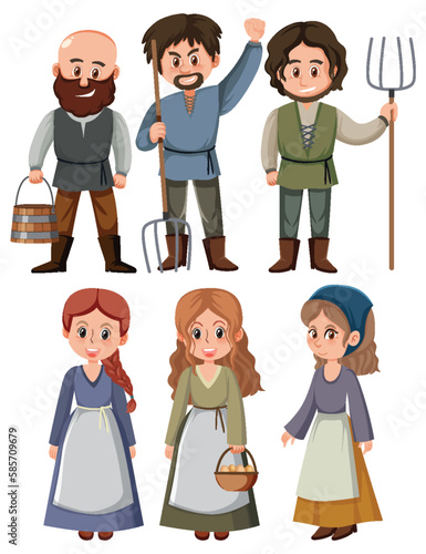 Medieval Peasants Vector Set