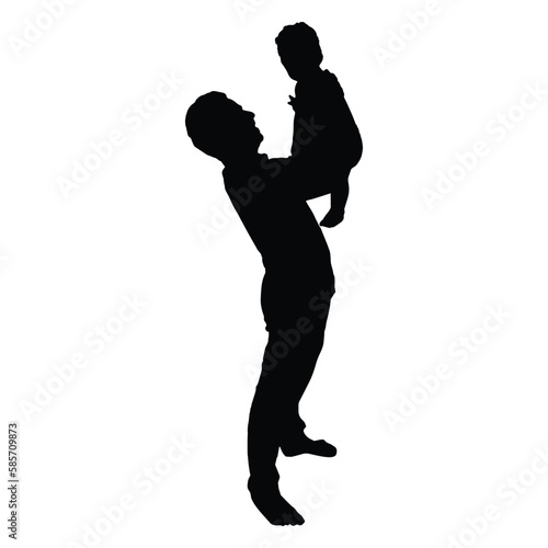 Happy family vector, happy family photo, the silhouette of a couple