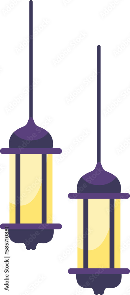 two lantern icon in golden color Ramadan and Islamic Eid two lantern icon in golden color Ramadan and Islamic Eid