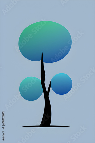 Tree, flat icon, digital illustration, Generative AI