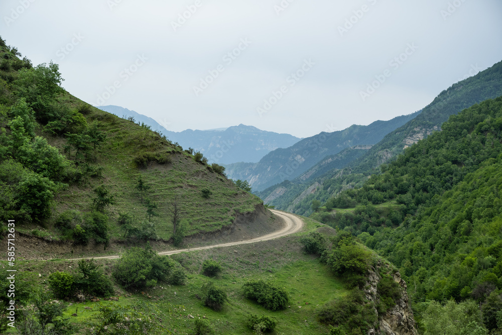 Fototapeta premium Beautiful mountain road in Dagestan Republic, Russia