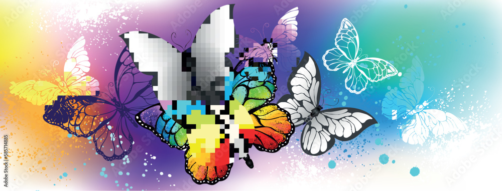 Profile title with rainbow butterfly