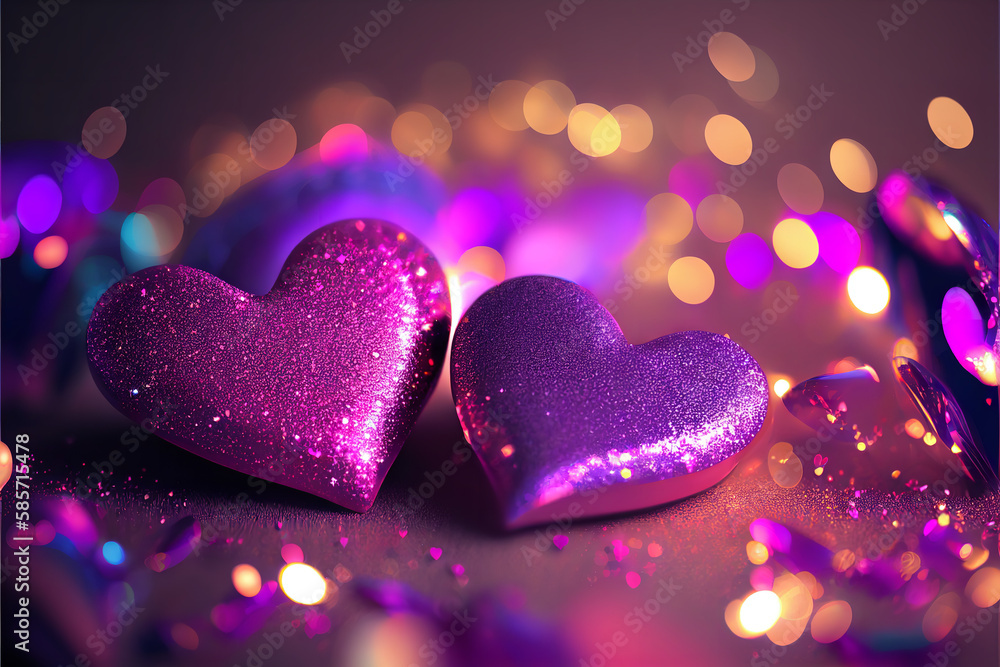 Fototapeta premium Bright sparkling glamorous background of purple and pink Generative AI