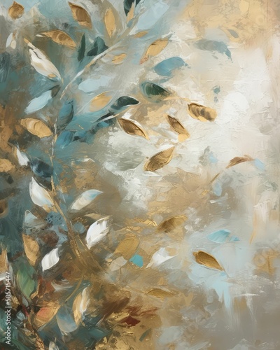 abstract leaves oil painting, generative AI