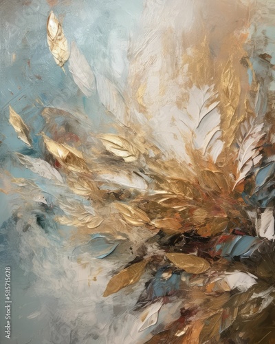 abstract leaves oil painting, generative AI