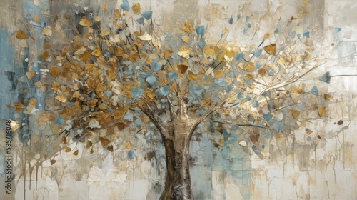 tree abstract oil painting, generative AI