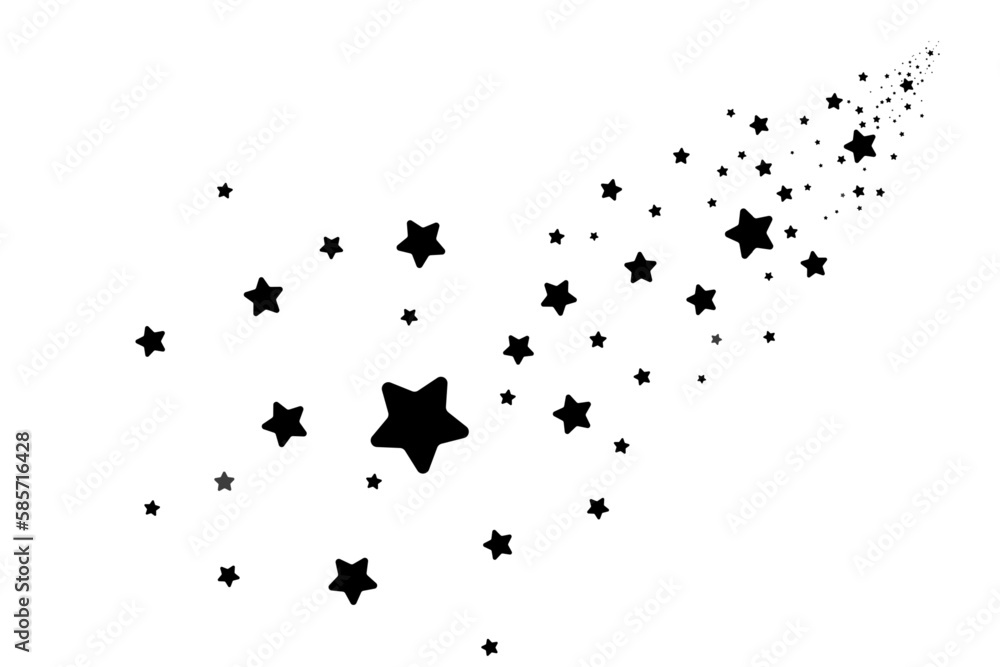 The stars are black on a white background. The black star shoots with an elegant star. Meteoroid, comet, asteroid, stars. The stars are black on a white background. The black star shoots with an elegant star. Meteoroid, comet, asteroid, stars.