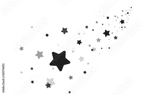 The stars are black on a white background. The black star shoots with an elegant star. Meteoroid, comet, asteroid, stars.
